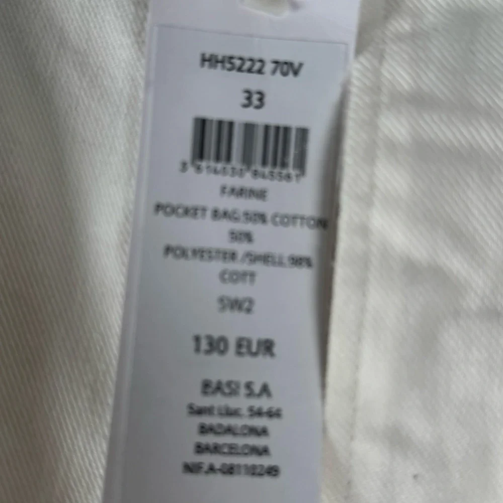 New Lacost Mens Off White Farine Denim Jeans Slim Fit Pants Sz 33